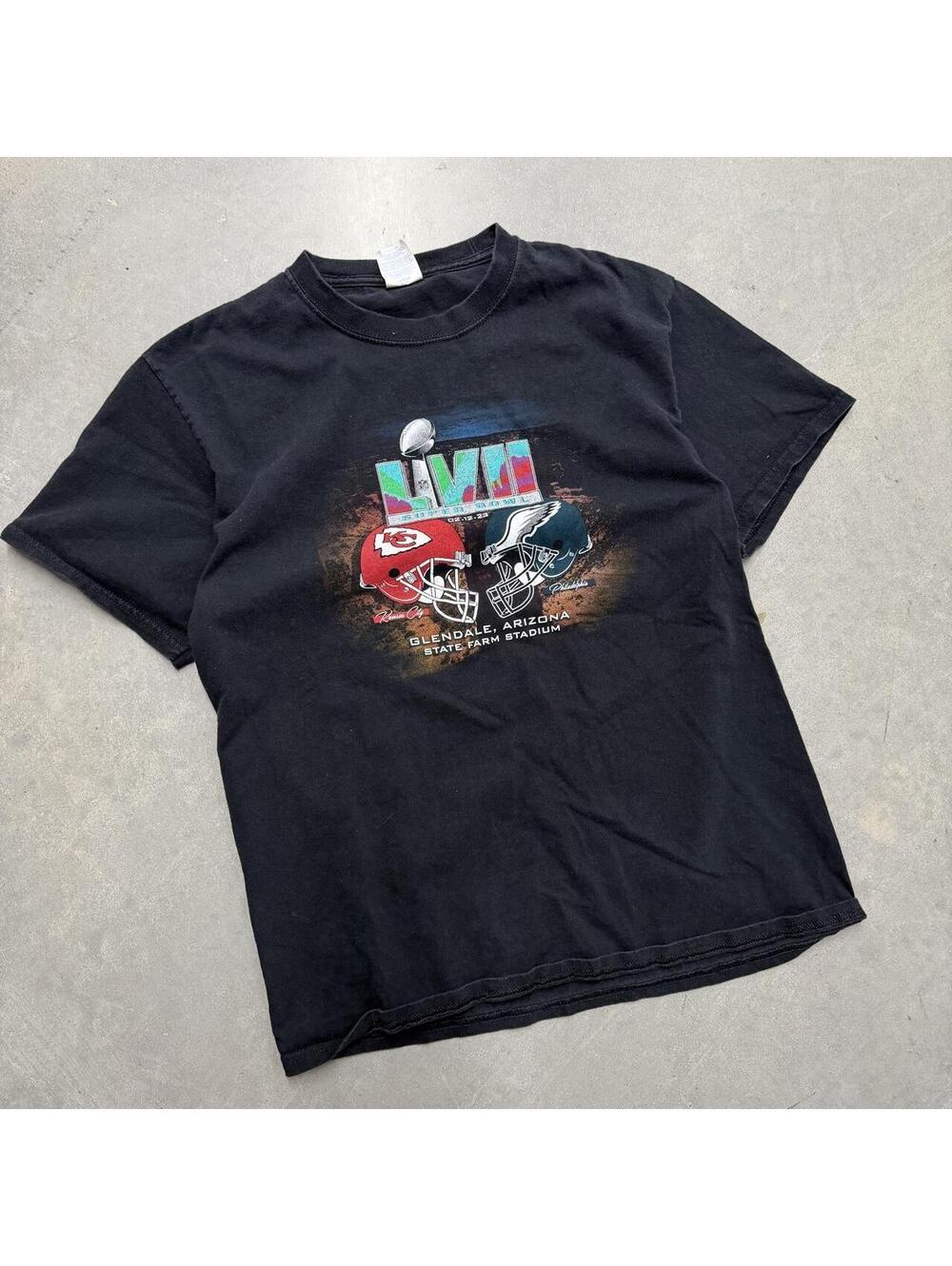 Super Bowl LVII 2023 Chiefs vs Eagles T Shirt NFL Football Men's Medium Black